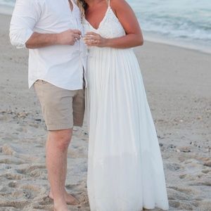 Engagement photo White maxi dress